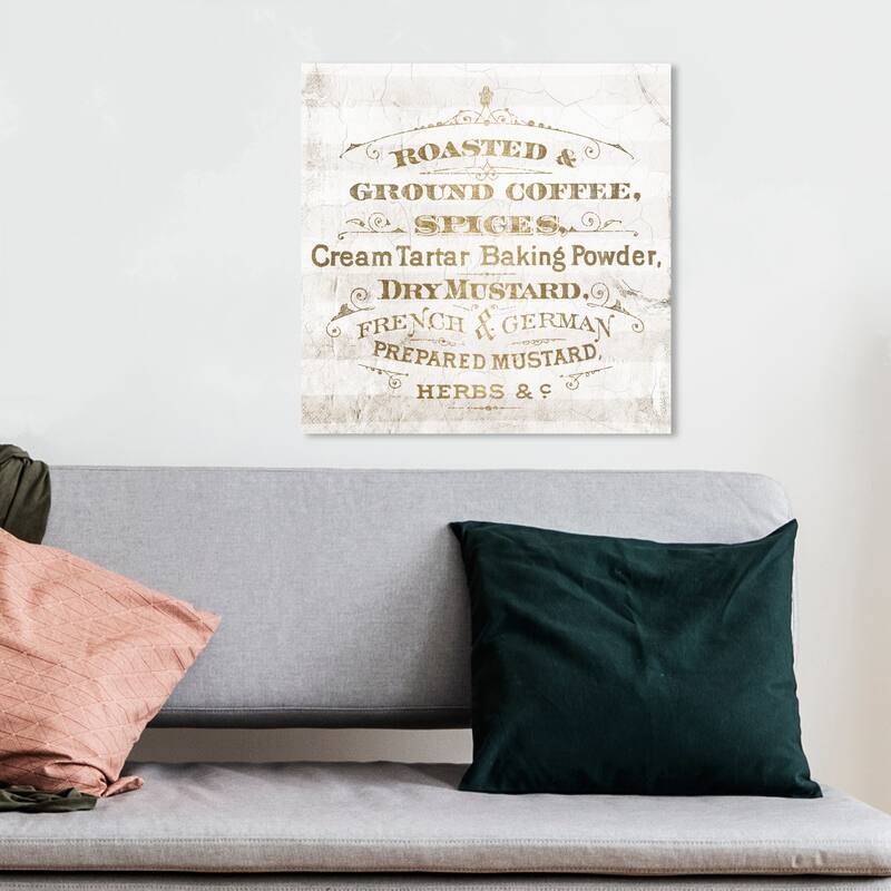 Wynwood Studio 'Kitchen List' Food and Cuisine Wall Art Canvas Print Kitchen - Gold, White - 12 x 12