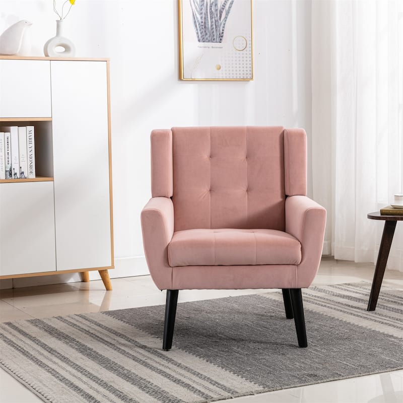 Velvet Upholstered Accent Chair Modern Living Room Lounge Arm Chairs with Ergonomic Backrest Chair