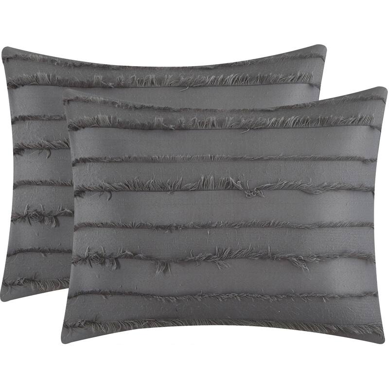 Porch & Den Summerwood Solid Color Fringe Stripe 7-piece Comforter Set