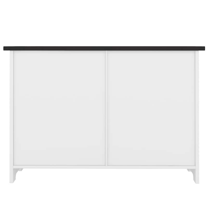 Farmhouse Sliding Barn Doors Sideboard Storage Cabinet with 3 Drawers, Dining Room Buffet Cabinet Dresser Bar Chest