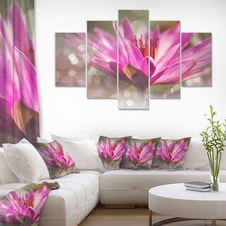 Designart "Pink Lotus on Abstract Background" Floral Canvas Art Print ...