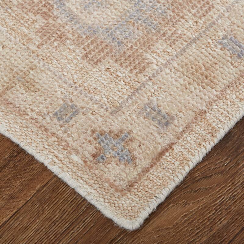 Tierney Eco Friendly PET Oushak Area Rug, Ivory Tan/Stone Blue