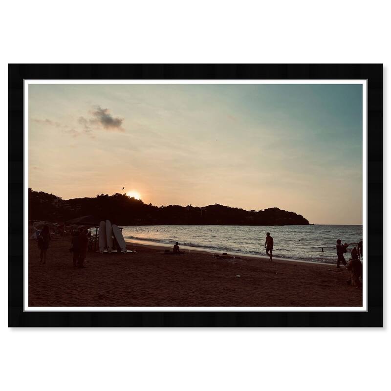 Wynwood Studio Prints Nautical and Coastal Beach at Sundown Brown and Dark Brown Nautical & Coastal Wall Art Canvas Print