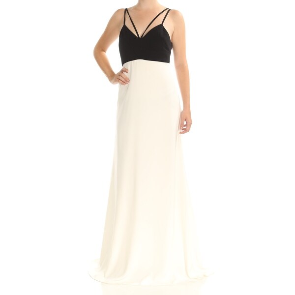 Shop Womens Black Ivory Color Block Sleeveless Full Length Empire