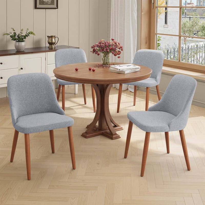 Modern Dining Chair Upholstered Accent Chairs with Solid Wood Legs