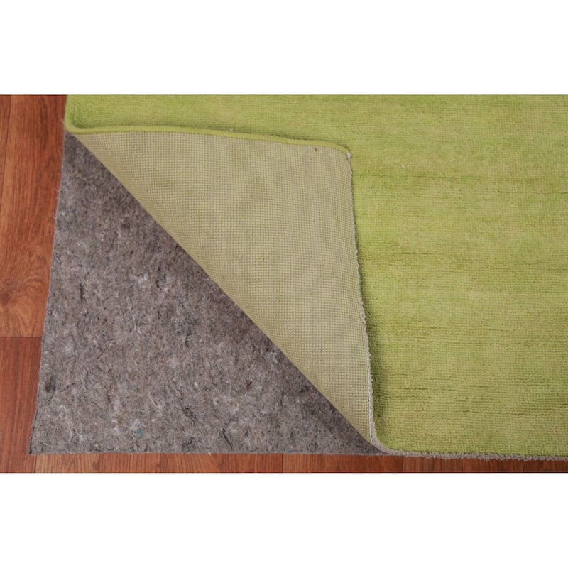 Hand Knotted Oriental 100% Wool Carpet Modern Solid Green Gabbeh Area Rug - 12' 2'' X 9' 5''
