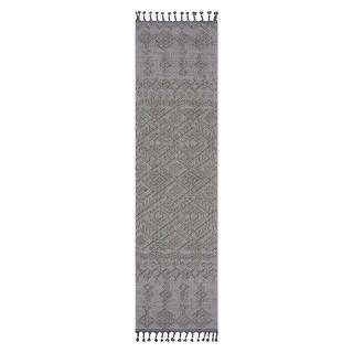 LOOM & LUXE Collection 2X8 White/Traditional Indoor/Outdoor Area Rug - 96" D x 26" W x 0.28" H