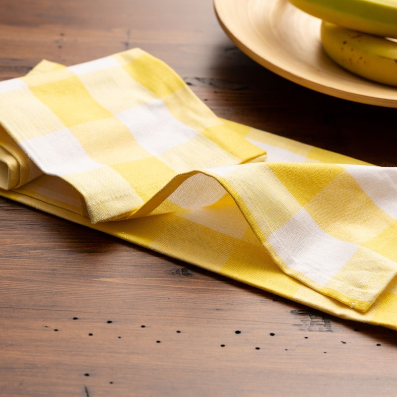 Fabstyles Country Check Cotton Kitchen Towel Set of 4 - 18x28