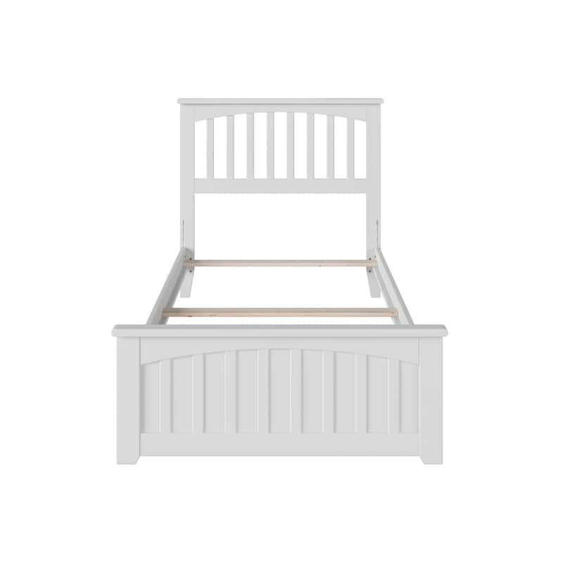 Mission Twin XL Foundation Bed Frame with Matching Footboard in White