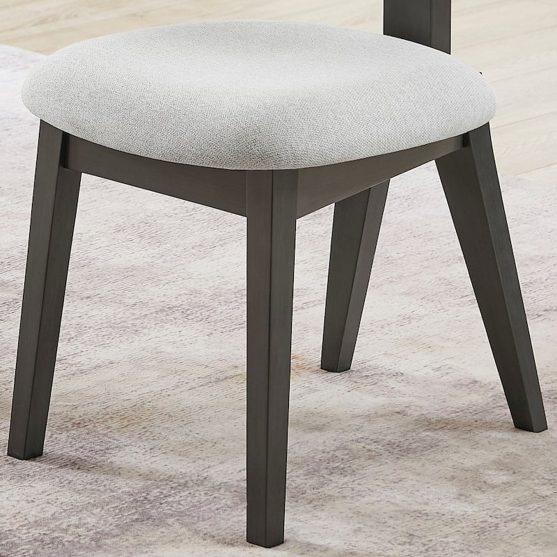 Valencia Set of 2 Light Gray Fabric Upholstered Dining Chairs with Gray Wood Frame - Comfortable Contemporary Seating