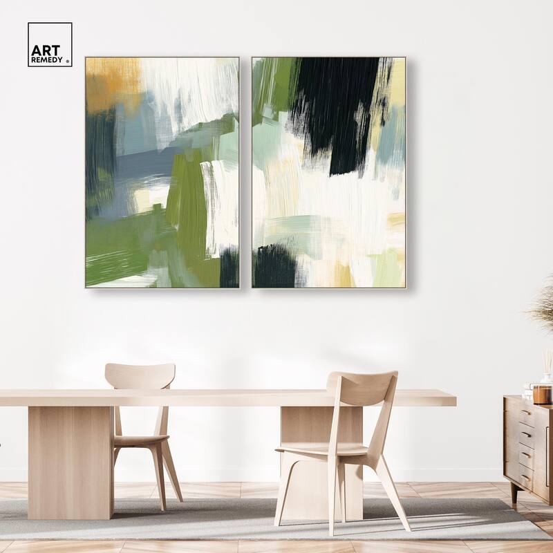 Textured Greens I Canvas Set of 2 by Art Remedy