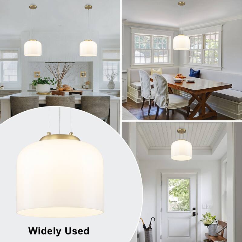 Single Light LED Pendant with Milky White Glass Shade Dimmable Modern