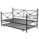 preview thumbnail 2 of 2, Full size Black Metal Daybed Frame with Twin Roll-out Trundle