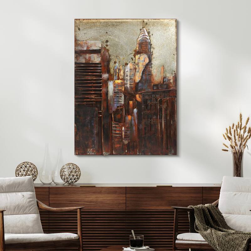 "The Chrysler Building" Mixed Media Iron Hand Painted 3D Wall Art