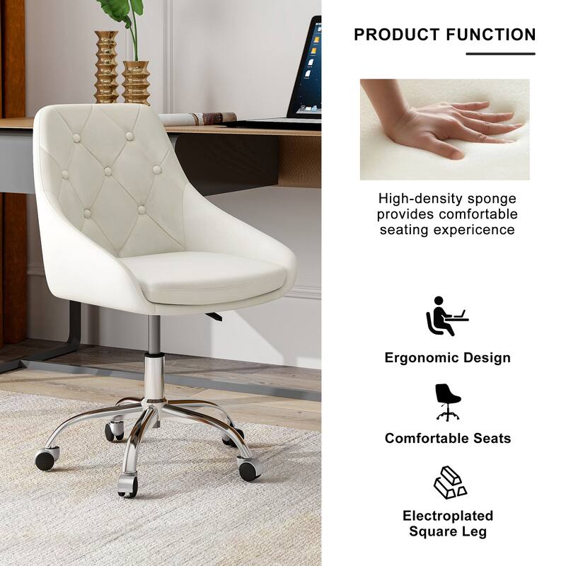 Modern Adjustable Height Velvet Dining Chair with Wheels Set of 1.