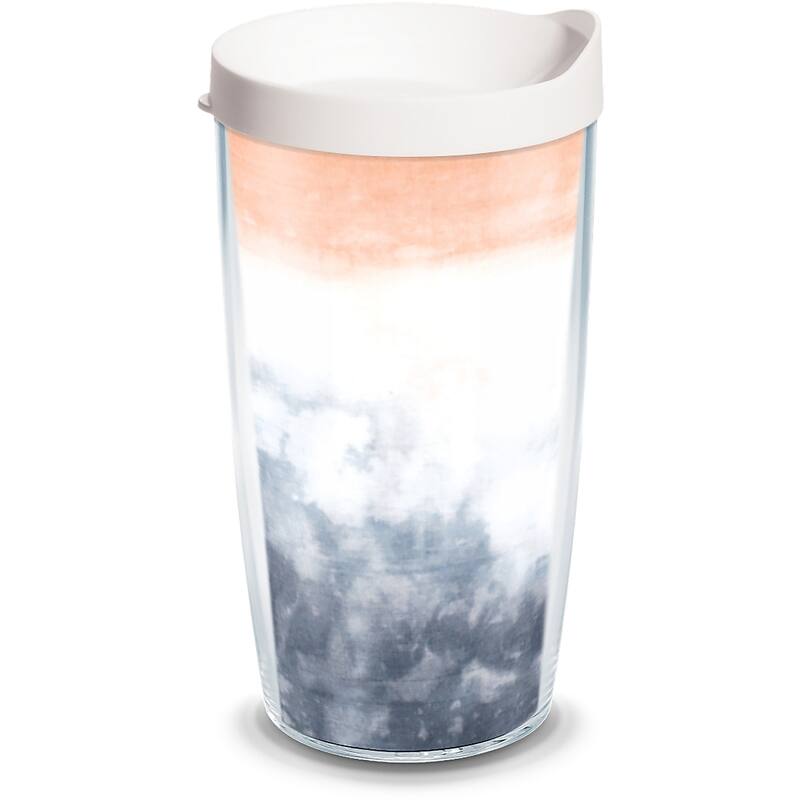 Tervis Black and Coral Tie Dye Made in USA Double Walled Insulated Travel Tumbler, Classic - 16oz