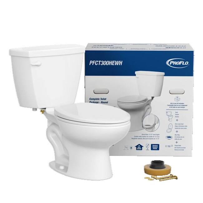 PROFLO PFCT300HE 1.28 GPF Two Piece Round Toilet with Left Hand Lever