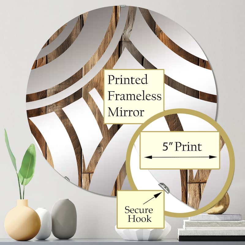 Designart "Rustic County Planked Wood" - Vintage Abstract Centre Wave Decorative Mirror