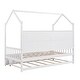 preview thumbnail 12 of 13, Twin Size Kids Bed with Trundle and Storage Shelf, Wooden House Frame with Roof and Play Area Design