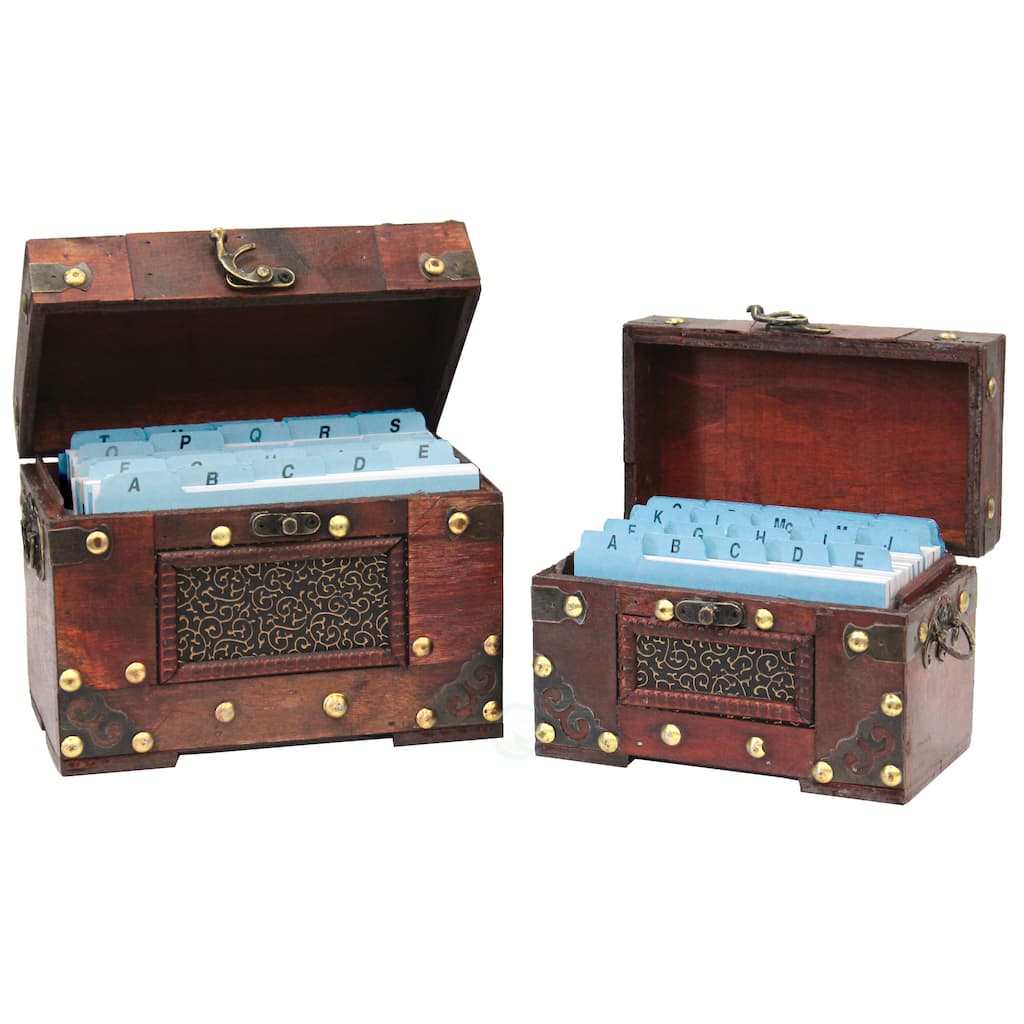 Decorative Vintage Wooden Index and Recipe Card Box – Rustic Organizer, Perfect Gift