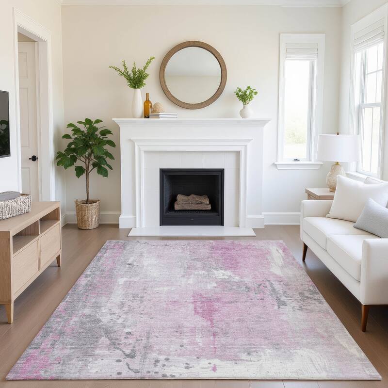 Premium Washable Super Soft Abstract Modern Mayfield Rug - 3' x 5' - Pink