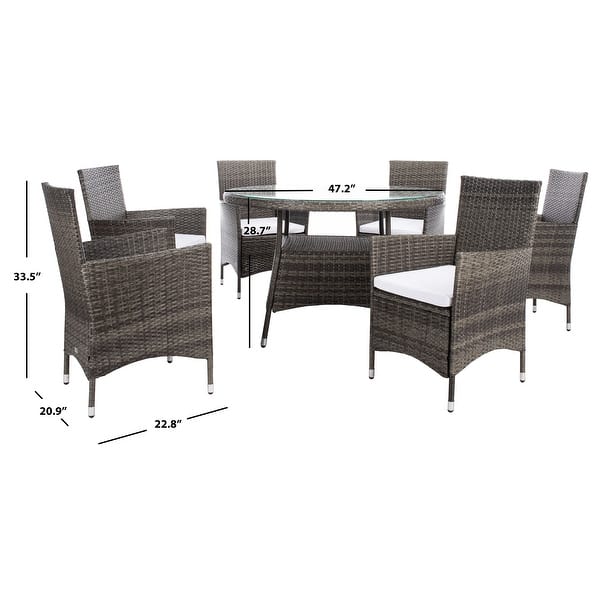 dimension image slide 3 of 4, SAFAVIEH Outdoor Living Challe 7-Piece Patio Dining Set