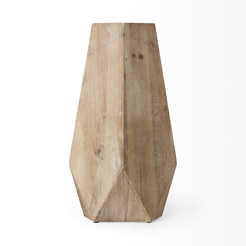 HomeRoots 9" Natural Abstract Cylinder Solid Wood Table Vase