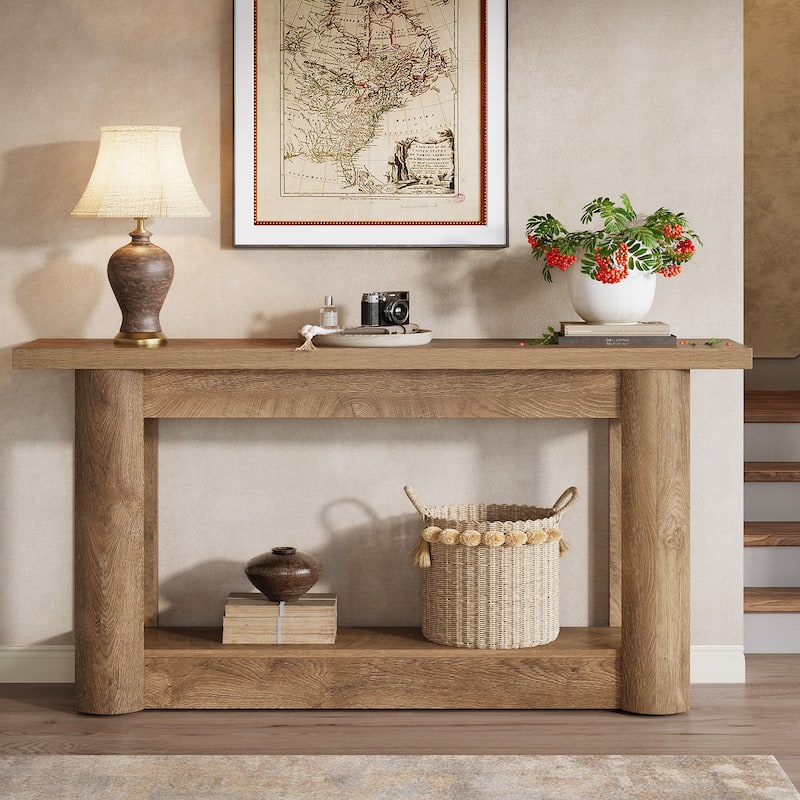 63-Inch Farmhouse Console Table for Entryway, 2-Tier Storage - 62.99" W x 11.81" D x 31.5" H