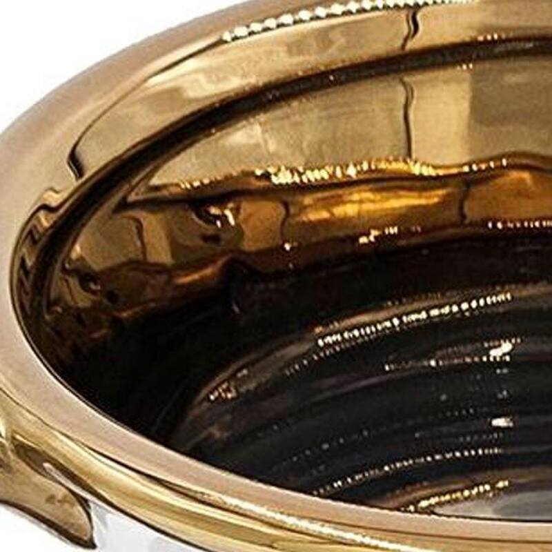 7" White And Gold Ceramic Amphora Urn - 9.80