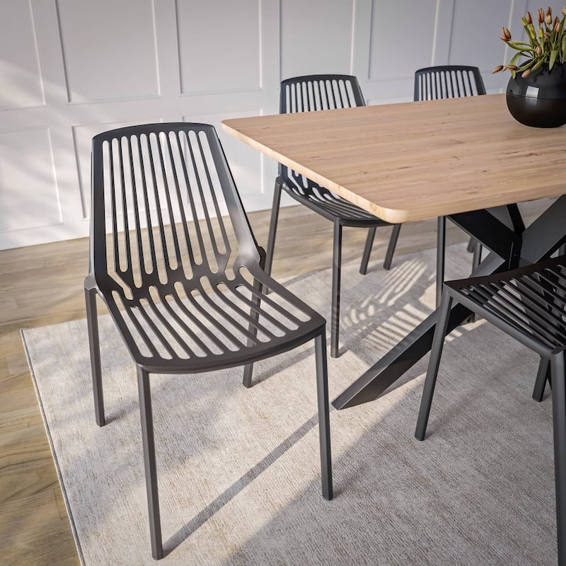 LeisureMod Acken Mid-Century Modern Plastic Dining Chair, Set of 4 - 30.7"