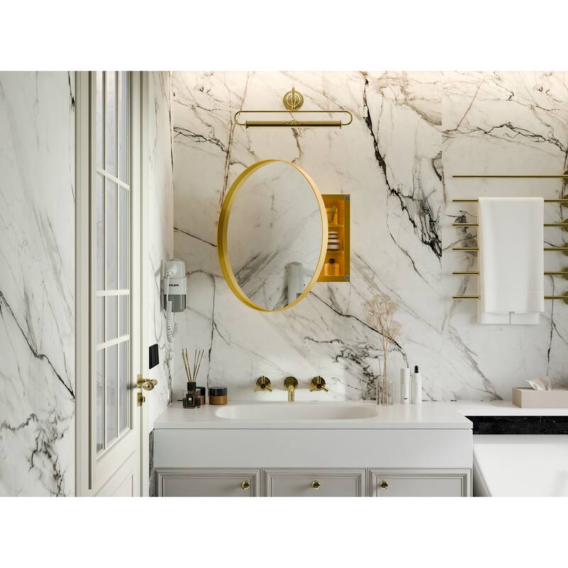 23.6 Inch Surface Mount Round Medicine Cabinet with Mirror and Adjustable Shelves Black Wall Mirror with Storage for Bathroom