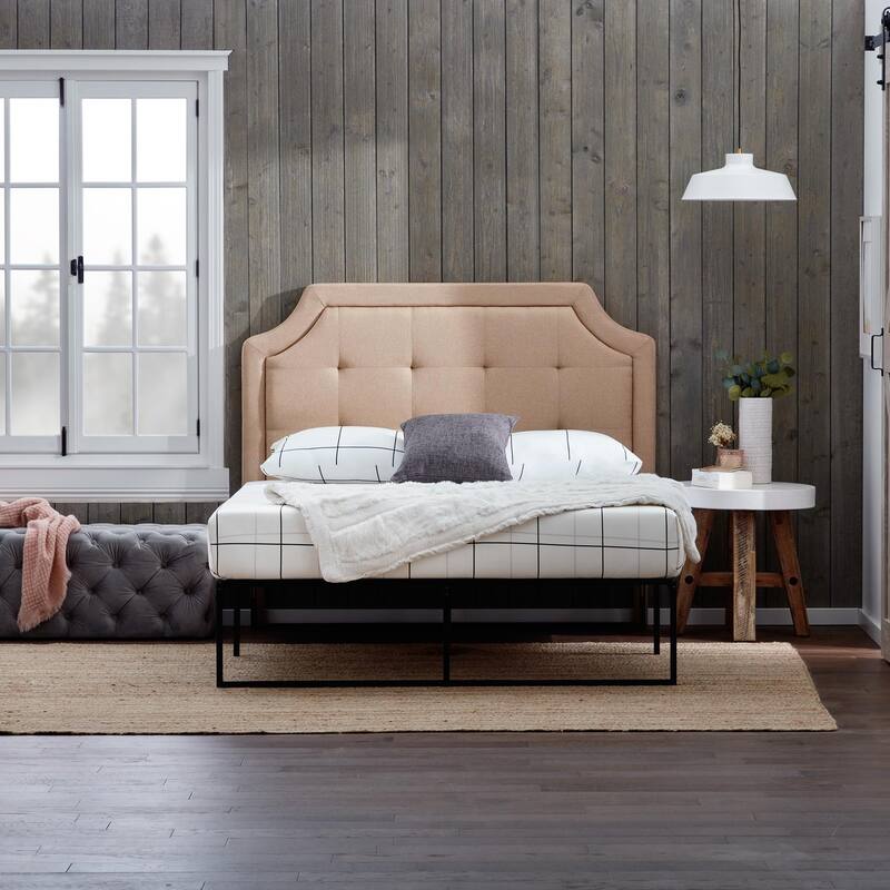 Brookside Liza Upholstered Curved and Scoop-Edge Headboards - Beige-Scooped - Queen