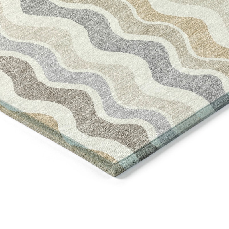 Machine Washable Indoor/ Outdoor Funky Stripe Chantille Rug