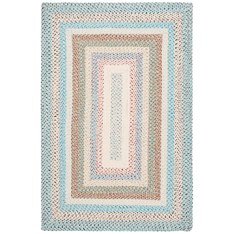 SAFAVIEH Handmade Braided Robena Machine Washable Country Rug - Beige/Light Blue - 3' x 5' - Rectangle