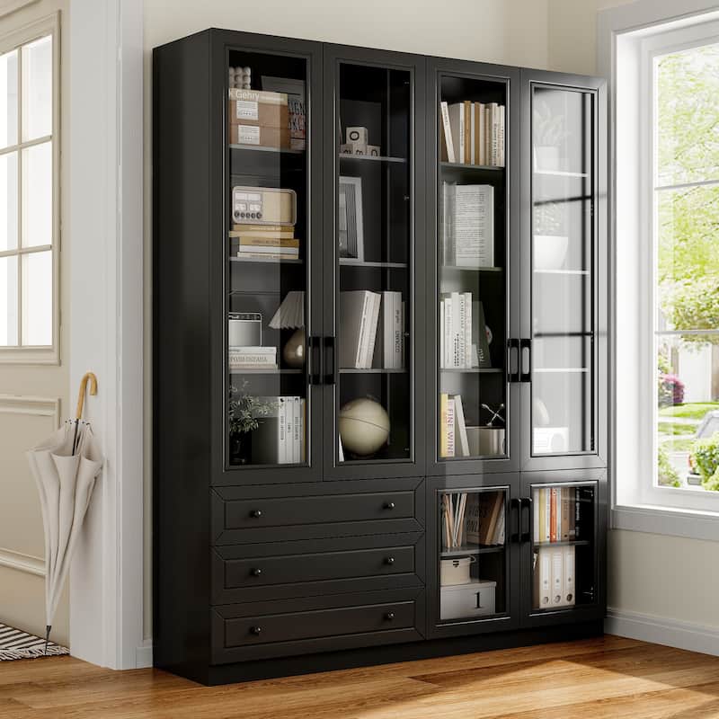 Organizer Eco-Friendly Accent Light Strip Bookshelves Display Cabinet - 63"x78.7“
