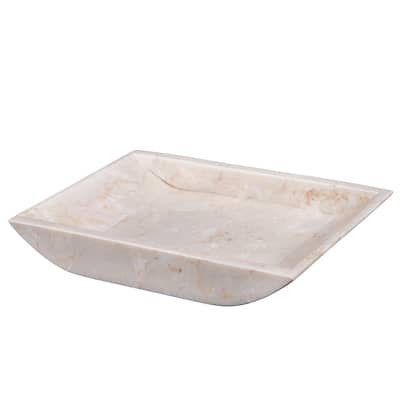 Creative Home Champagne Marble 7-7/8" x 6" Boat Shaped Candle Holder Plate with Glossy Finish
