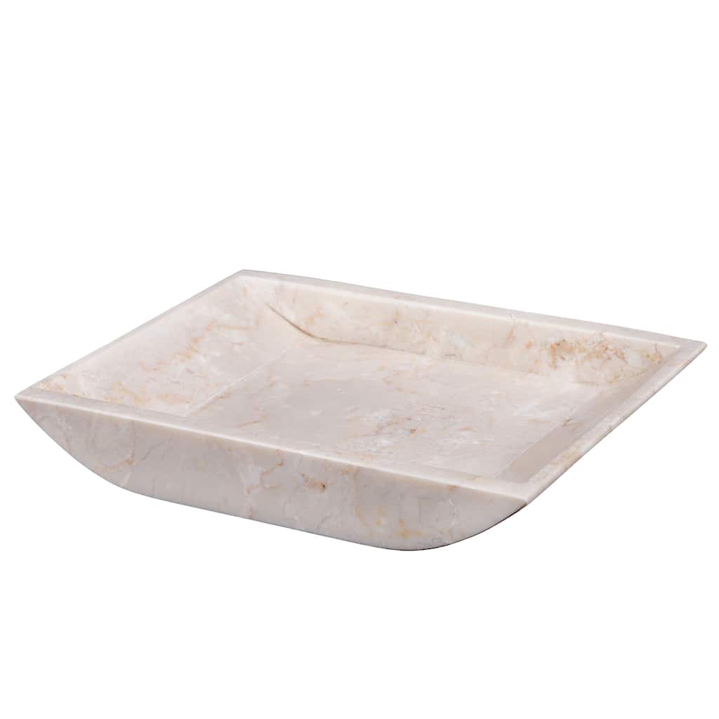 Creative Home Champagne Marble 7-7/8" x 6" Boat Shaped Candle Holder Plate with Glossy Finish