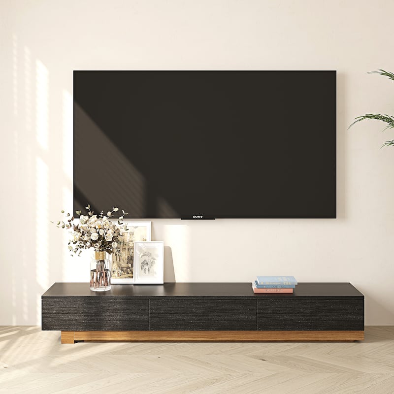 3-Drawer Retracted Extendable TV Stand Media Console In Stretch - 70.9" - 110.2"