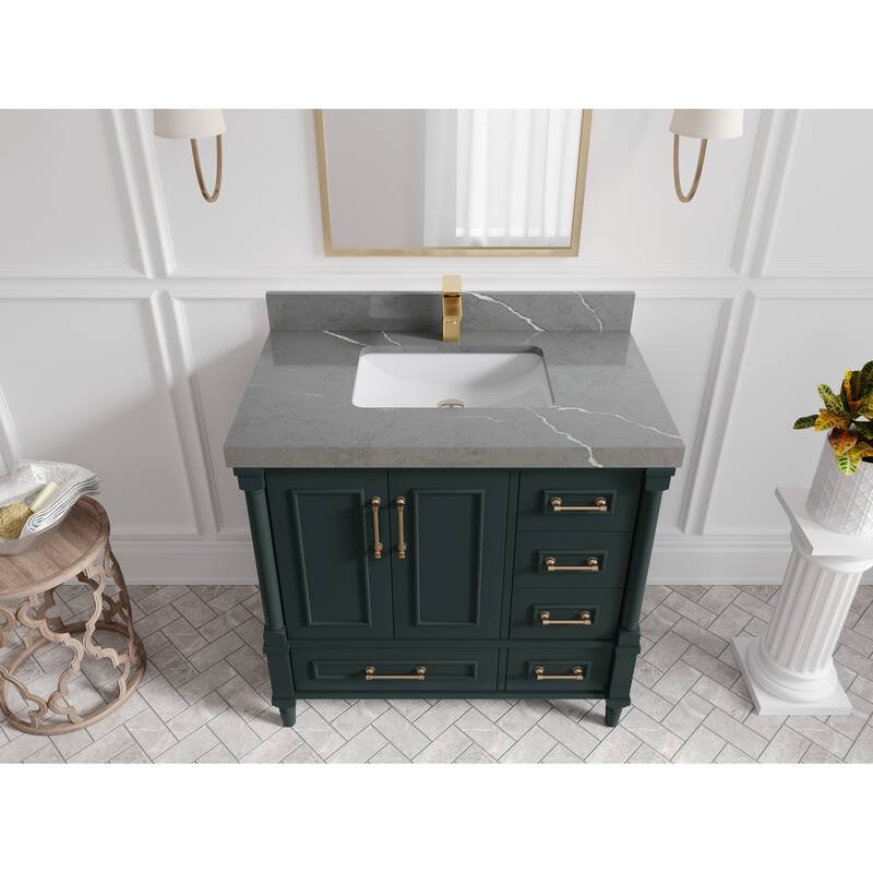 Willow Collections 36 in. W x 22 in. D Aberdeen Center Sink Left Bathroom Vanity with Countertop