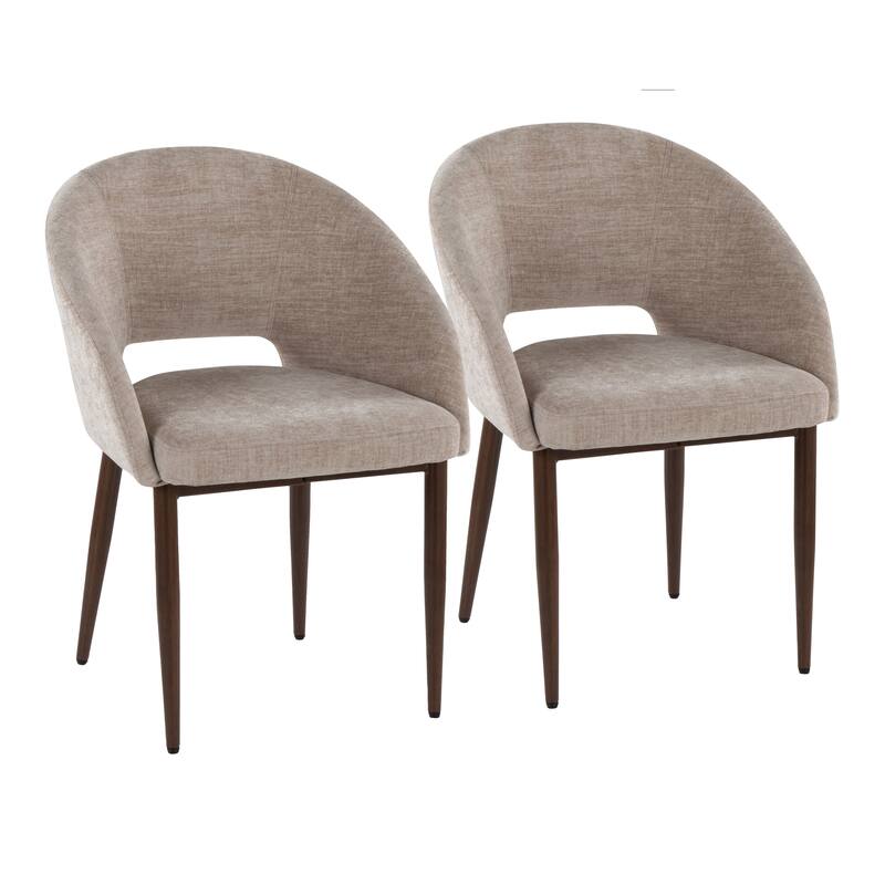Renee Upholstered Chair - Set Of 2 - Brown Fabric/Walnut Finish