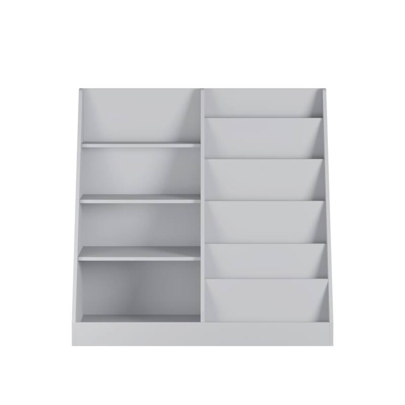 Anmytek Kids Bookcase Large Capacity Trapezoid Bookshelf Eco Friendly Wood Toy Storage Organizer Cabinet