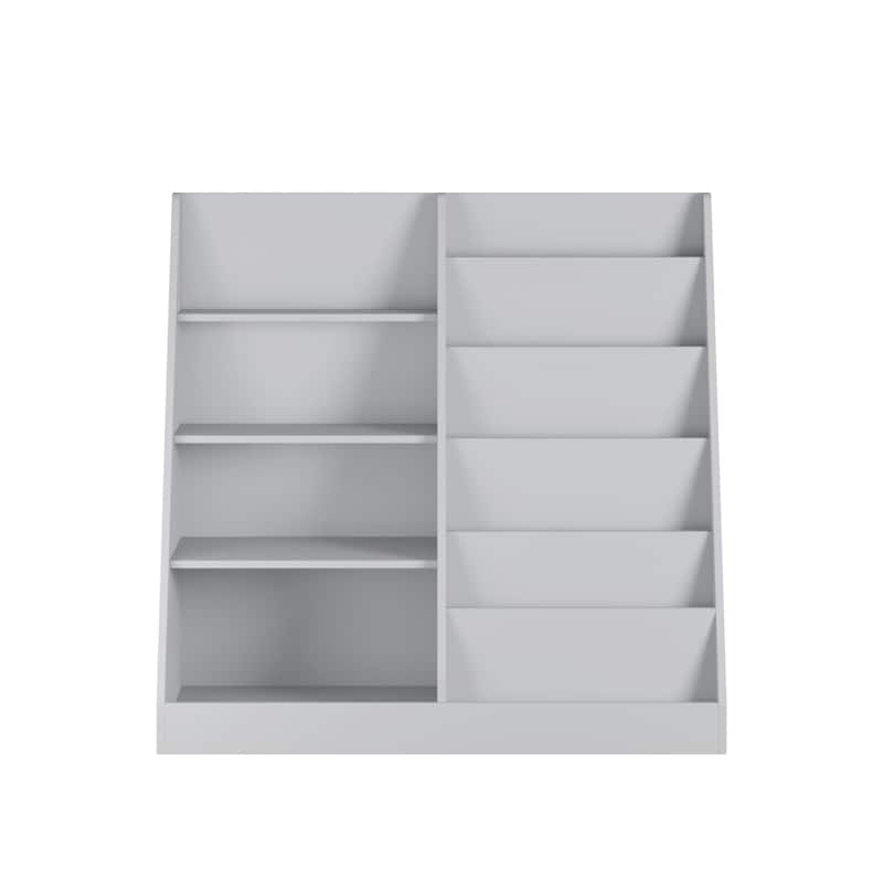 Kids Bookshelf and Toy Storage Organizer, Multifunctional 4 Tier Wooden Kids Book Shelf with Bookcase Display Stand