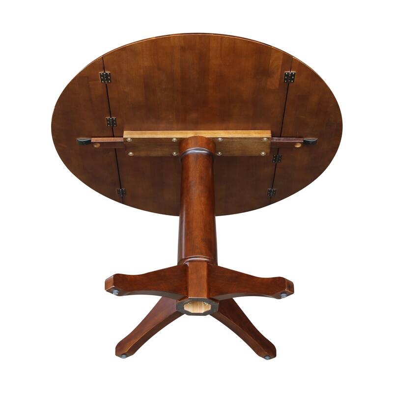 42 in. Round Top Dual Drop Leaf Pedestal Dining Table