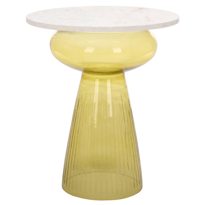 SAFAVIEH Home Bethony Side Table - 18"W x 18"D x 23"H - Yellow/White