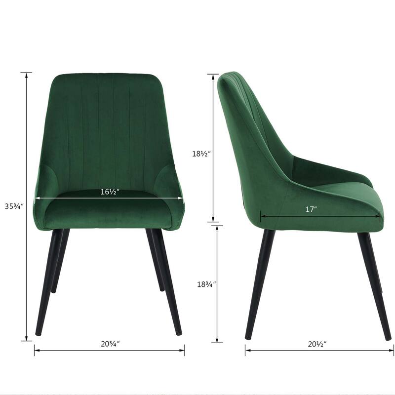 Contemporary Upholstered Velvet Dining Side Chairs - 23.5L×20.5W×35.5H