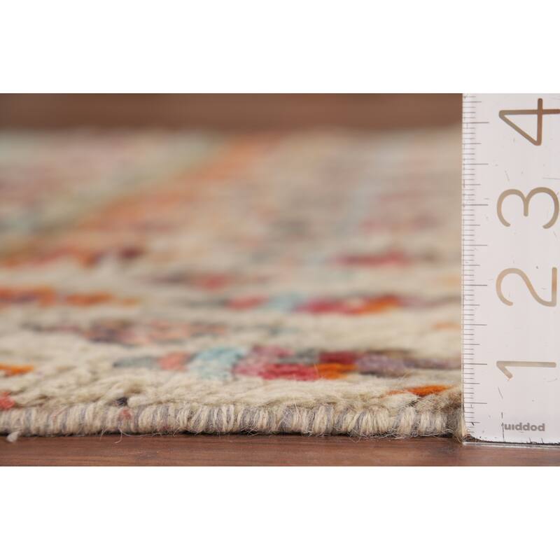 Hand Knotted Oriental 100% Wool Carpet Modern All-Over Beige & Ivories Moroccan Runner Rug - 6' 6'' X 3' 3''