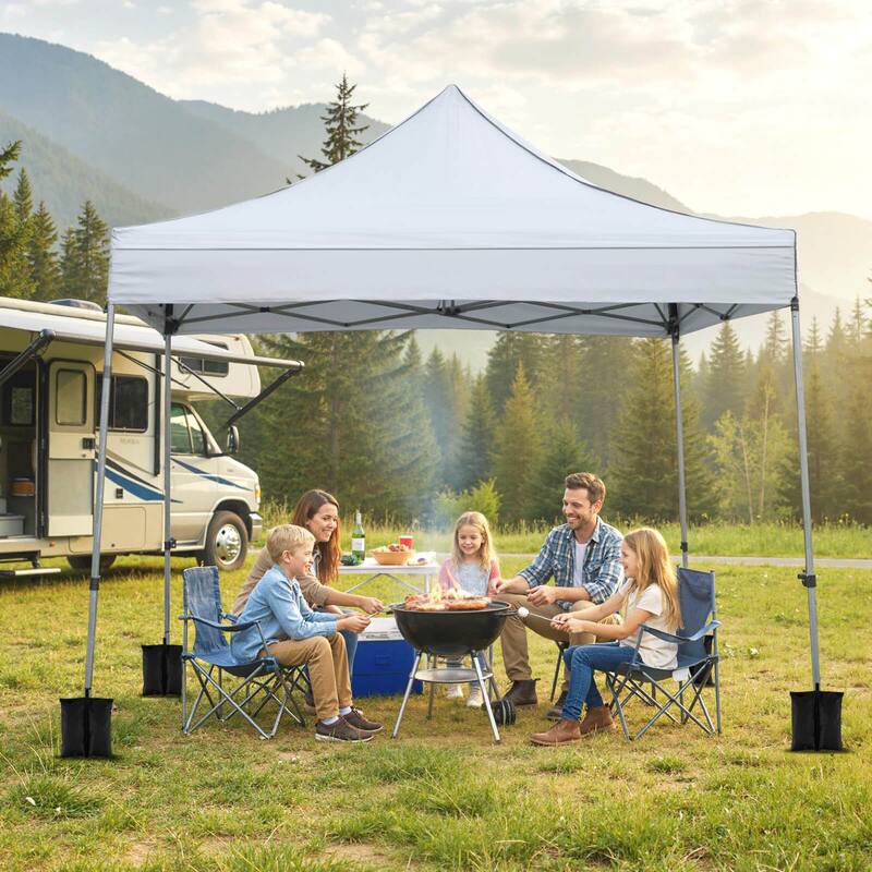 Costway 10 x 10 FT Pop up Canopy Tent with Sidewalls & Awning, Wheeled - See Details