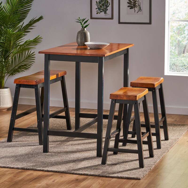 Rubber Wood S/4 Cafe Table/Bench Sets