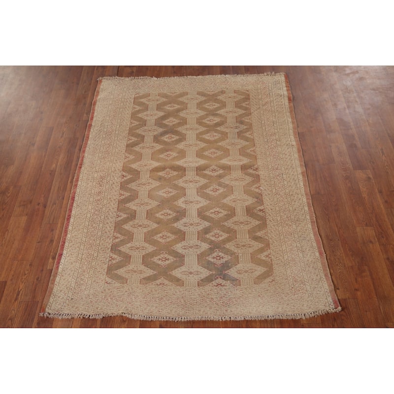 Bakhtiari Persian Antique Accent Rug Handmade Wool Carpet - 4'1" x 5'4"