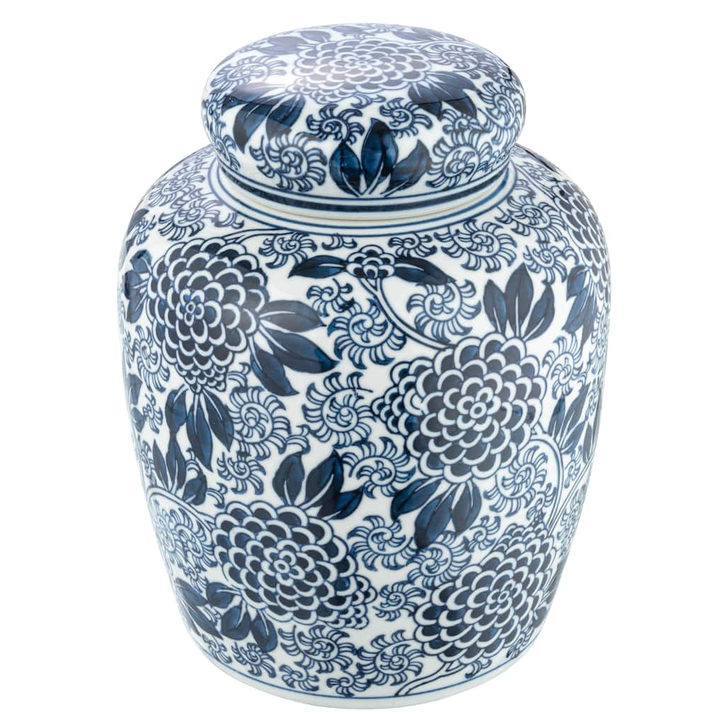 Decorative Ceramic Ginger Jar with Lid - 6.3"L x 6.3"W x 8.3"H
